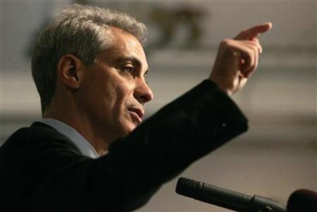 
Chicago mayor-elect Rahm Emanuel gestures while answering a question during his first news conference after winning the election in Chicago February 23, 2011. REUTERS/Frank Polich
