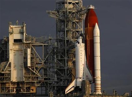 The space shuttle Endeavour STS-134 waits to lift off from launch pad 39A at the Kennedy Space Center in Cape Canaveral, Florida May 16, 2011. Launch pad technicians began filling shuttle Endeavour's fuel tank on Monday for a launch attempt at 8:56 a.m. EDT (12:56 GMT) on a mission to deliver a long-awaited physics experiment and spare parts to the International Space Station. REUTERS/Scott Audette
The space shuttle Endeavour STS-134 waits to lift off from launch pad 39A at the Kennedy Space Center in Cape Canaveral, Florida May 16, 2011. Launch pad technicians began filling shuttle Endeavour's fuel tank on Monday for a launch attempt at 8:56 a.m. EDT (12:56 GMT) on a mission to deliver a long-awaited physics experiment and spare parts to the International Space Station. REUTERS/Scott Audette