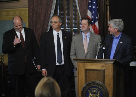 State Budget Director John Nixon gives the governor a thumbs up at a May 27, 2011 press conference to announce the House and Senate have completed the state budget five days earlier than the self-imposed deadline of May 31st. Also pictured left to right are House Appropriations Chair state Rep. Chuck Moss and House Speaker Jase Bolger. State Budget Director John Nixon gives the governor a thumbs up at a May 27, 2011 press conference to announce the House and Senate have completed the state budget five days earlier than the self-imposed deadline of May 31st. Also pictured left to right are House Appropriations Chair state Rep. Chuck Moss and House Speaker Jase Bolger.