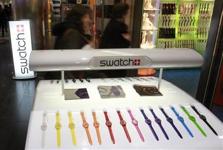 Two women enter a Swatch watch store at Zurich central station Two women enter a Swatch watch store at Zurich central station