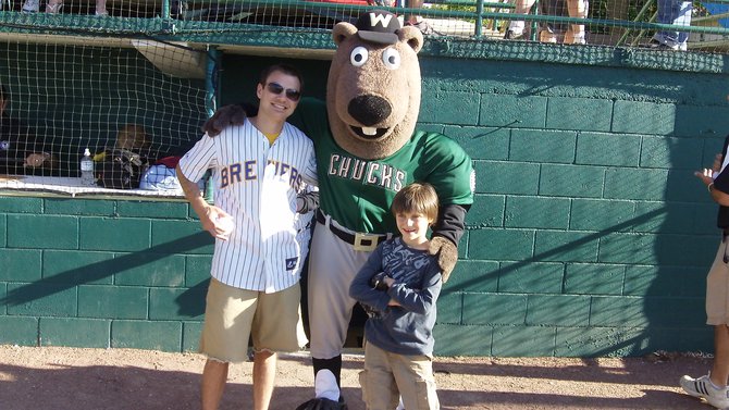 Mike Mathers throws out the first pitch at the Woodchucks opener on June 1, 2011.