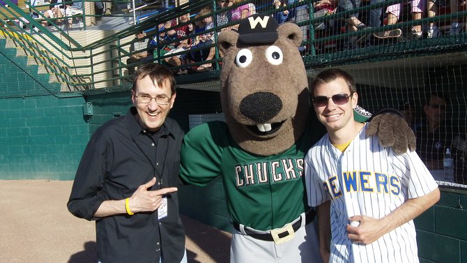 Mike Mathers throws out the first pitch at the Woodchucks opener on June 1, 2011.