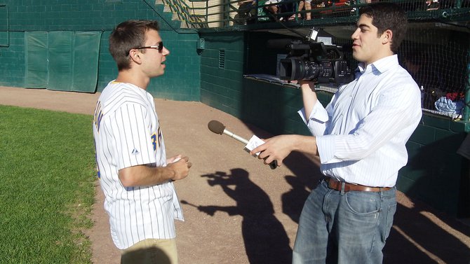 Mike Mathers throws out the first pitch at the Woodchucks opener on June 1, 2011.