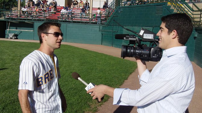 Mike Mathers throws out the first pitch at the Woodchucks opener on June 1, 2011.