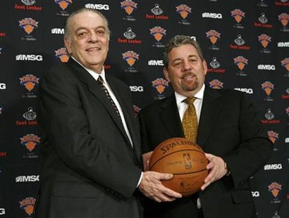 New York Knicks owner Dolan poses with Walsh after officially announcing the hiring of Walsh as the president of basketball operations durin New York Knicks owner Dolan poses with Walsh after officially announcing the hiring of Walsh as the president of basketball operations durin