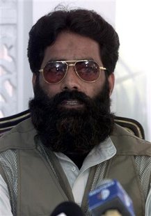 File photo of Ilyas Kashmiri speaking at a news conference in Islamabad File photo of Ilyas Kashmiri speaking at a news conference in Islamabad