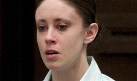 Casey Anthony cries at the start of the third day of her first degree murder trial at the Orange County Courthouse in Orlando