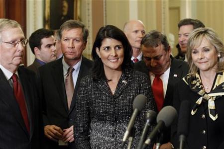 South Carolina Governor-elect Nikki Haley stands with other Republican governors-elect after meeting with Republican leadership t in the Cap South Carolina Governor-elect Nikki Haley stands with other Republican governors-elect after meeting with Republican leadership t in the Cap