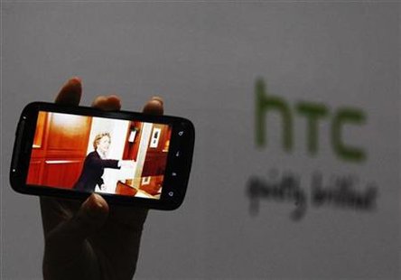 A new HTC Android-based smartphone "Sensation" is displayed during a news conference for the launch of the product in Taipei A new HTC Android-based smartphone "Sensation" is displayed during a news conference for the launch of the product in Taipei