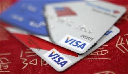 Visa credit cards are displayed in Washington Visa credit cards are displayed in Washington