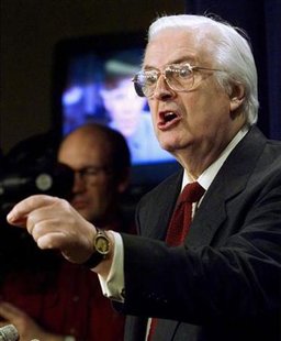File image of Leader of former Rep. Henry Hyde speaking with members of the press in Washington File image of Leader of former Rep. Henry Hyde speaking with members of the press in Washington