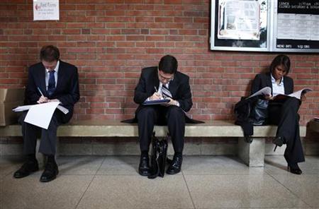 Job seekers prepare for career fair to open at Rutgers University in New Brunswick, New Jersey Job seekers prepare for career fair to open at Rutgers University in New Brunswick, New Jersey