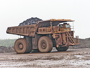 Truck moving iron ore