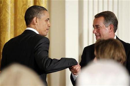 President Obama greets House Speaker Boehner