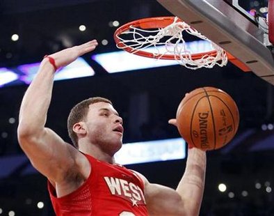 West All Star Griffin of the Clippers dunks during the NBA All-Star basketball game in Los Angeles West All Star Griffin of the Clippers dunks during the NBA All-Star basketball game in Los Angeles