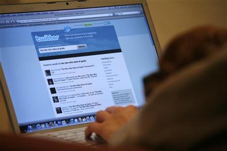 A Twitter page is displayed on a laptop computer in Los Angeles A Twitter page is displayed on a laptop computer in Los Angeles