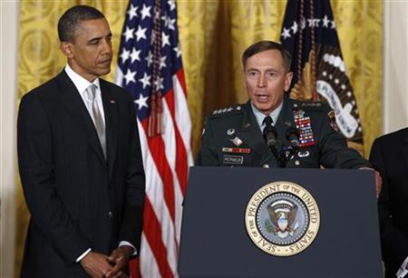 General David Petraeus speaks after being introduced by President Barack Obama at the White House in Washington General David Petraeus speaks after being introduced by President Barack Obama at the White House in Washington