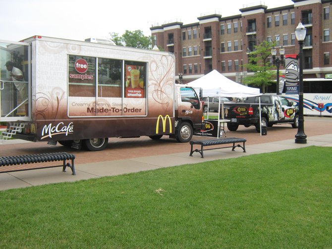 Q106 & McDonald's had a good time with you before the game, the samples of the new McCafe Mango Pineapple Real Fruit Smoothie.