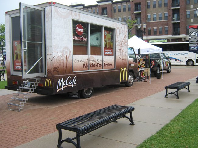 Q106 & McDonald's had a good time with you before the game, the samples of the new McCafe Mango Pineapple Real Fruit Smoothie.
