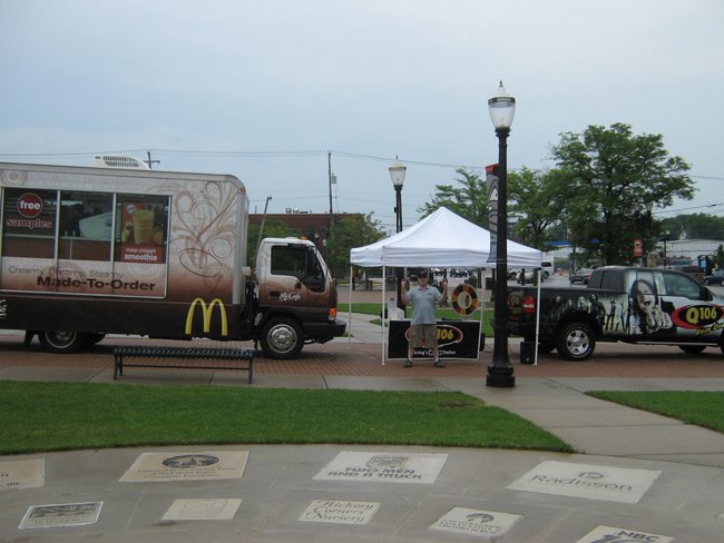 Q106 & McDonald's had a good time with you before the game, the samples of the new McCafe Mango Pineapple Real Fruit Smoothie.