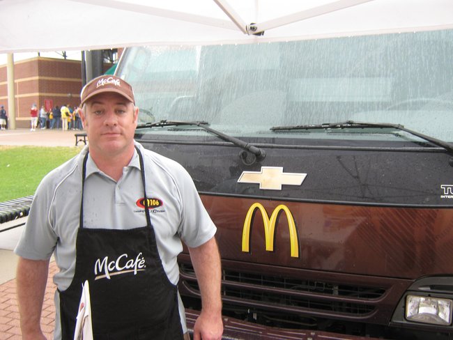 Q106 & McDonald's had a good time with you before the game, the samples of the new McCafe Mango Pineapple Real Fruit Smoothie.