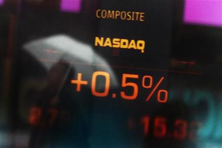 The Nasdaq Composite stock market index is seen inside their studios at Times Square in New York The Nasdaq Composite stock market index is seen inside their studios at Times Square in New York