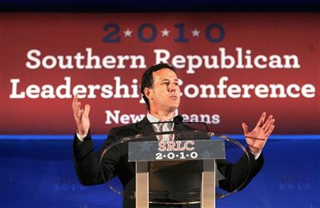 Former Republican Senator Santorum of Pennsylvania speaks at the 2010 Southern Republican Leadership Conference in New Orleans Former Republican Senator Santorum of Pennsylvania speaks at the 2010 Southern Republican Leadership Conference in New Orleans