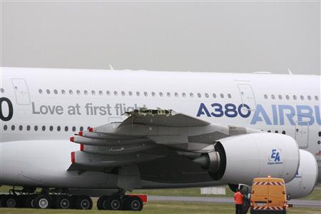 The damaged right wing tip of Airbus A380 is seen on the tarmac on the eve of the opening of the Paris Air Show in Le Bourget The damaged right wing tip of Airbus A380 is seen on the tarmac on the eve of the opening of the Paris Air Show in Le Bourget