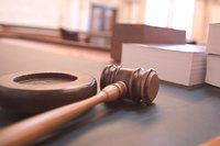Judge's Gavel In The Courtroom