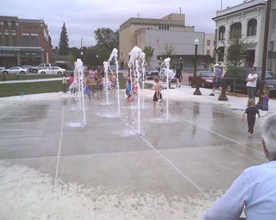 Children play in the new 400 Block fountain donated by Asprius of Wausau, June 20, 2011 Children play in the new 400 Block fountain donated by Asprius of Wausau, June 20, 2011