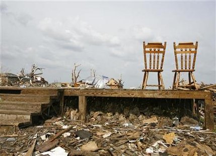 Two kitchen chairs are seen following the May 22 tornado in Joplin Two kitchen chairs are seen following the May 22 tornado in Joplin