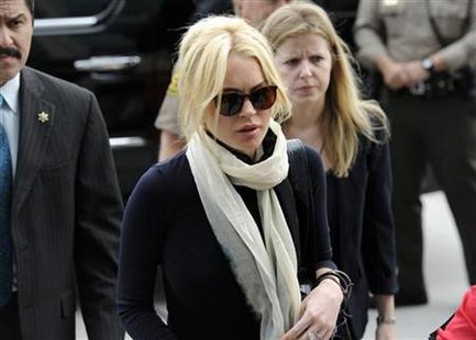 Lohan arrives for a hearing at the Airport Branch Courthouse in Los Angeles