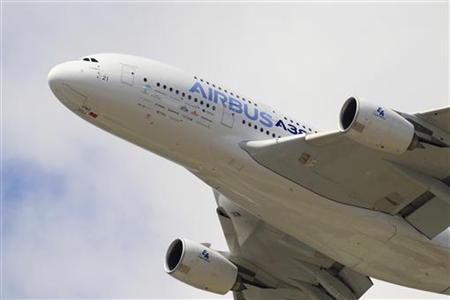 An Airbus A380 takes part in a flying display during the 49th Paris Air Show at the Le Bourget airport An Airbus A380 takes part in a flying display during the 49th Paris Air Show at the Le Bourget airport