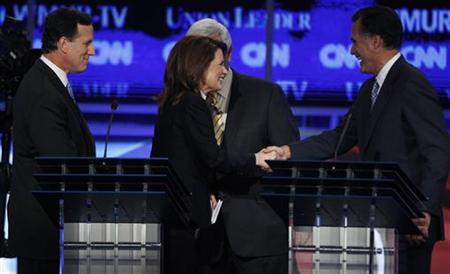Republican presidential hopefuls shake hands at end of first New Hampshire debate of the 2012 campaign in Manchester Republican presidential hopefuls shake hands at end of first New Hampshire debate of the 2012 campaign in Manchester