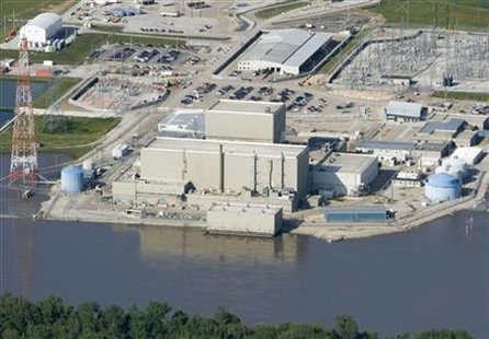 An aerial view of flood waters surrounding the Cooper Nuclear Power Plant near Brownville, Nebraska An aerial view of flood waters surrounding the Cooper Nuclear Power Plant near Brownville, Nebraska