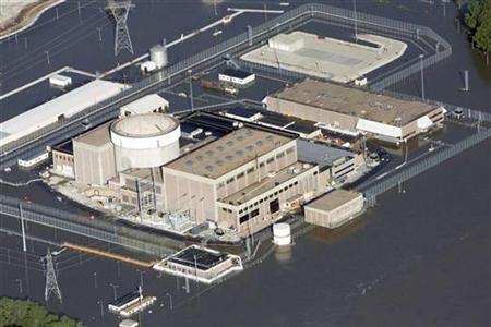 An aerial view of the Fort Calhoun Nuclear Power Plant in eastern Nebraska, surrounded by Missouri River flood waters An aerial view of the Fort Calhoun Nuclear Power Plant in eastern Nebraska, surrounded by Missouri River flood waters