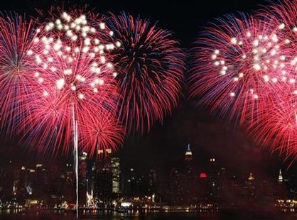 Fireworks explode over the New York City skyline as part of the Independence Day celebration in New York Fireworks explode over the New York City skyline as part of the Independence Day celebration in New York