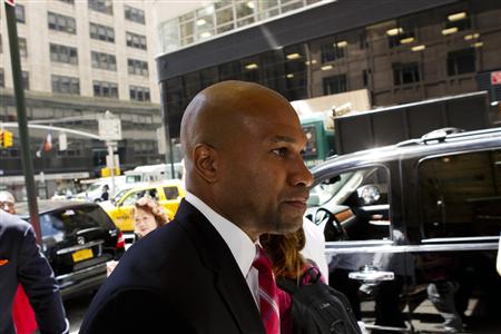 President of the National Basketball Association players' association, Derek Fisher, arrives for contract negotiations between the NBA and t President of the National Basketball Association players' association, Derek Fisher, arrives for contract negotiations between the NBA and t