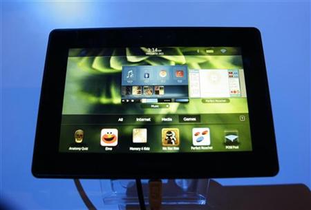 A new Blackberry tablet, the PlayBook tablet computer, is displayed at the GSMA Mobile World Congress in Barcelona A new Blackberry tablet, the PlayBook tablet computer, is displayed at the GSMA Mobile World Congress in Barcelona
