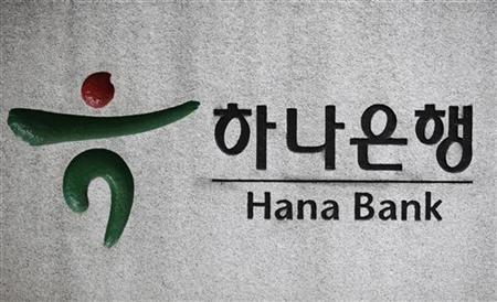 The logo of Hana Bank is seen at the bank's main office building in Seoul The logo of Hana Bank is seen at the bank's main office building in Seoul