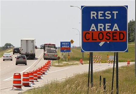 Rest areas along I-35 in southern Minneosta are closed due to the state government shutting down after a failed budget deal