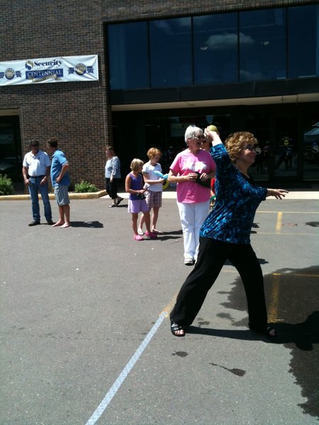 Justin in the dunk tank raising money for the Hibbing Food Shelf