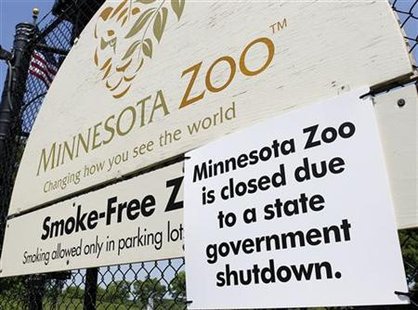 The Minnesota Zoo is closed due to the state government shutting down after a failed budget deal going into the July 4 holiday The Minnesota Zoo is closed due to the state government shutting down after a failed budget deal going into the July 4 holiday