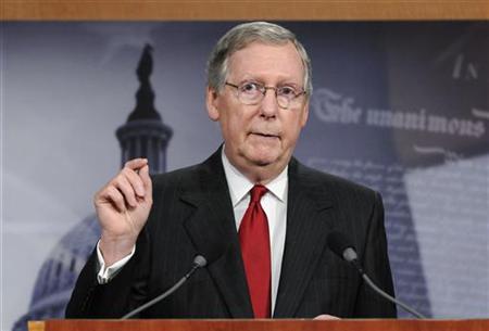 McConnell makes a point about his meeting with President Barack Obama about the country's debt ceiling, during a news conference at the Capi McConnell makes a point about his meeting with President Barack Obama about the country's debt ceiling, during a news conference at the Capi