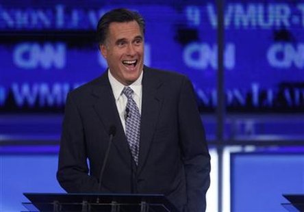 Former Massachusetts Governor Romney reacts during first New Hampshire debate of the 2012 campaign at St. Anselms College in Manchester Former Massachusetts Governor Romney reacts during first New Hampshire debate of the 2012 campaign at St. Anselms College in Manchester