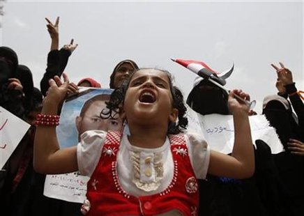 Girl shouts slogans during a demonstration to demand the ouster of Yemen's President Ali Abdullah Saleh in the southern city of Taiz Girl shouts slogans during a demonstration to demand the ouster of Yemen's President Ali Abdullah Saleh in the southern city of Taiz