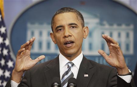 President Barack Obama gestures during a news conference to discuss negotiations with lawmakers to raise debt ceiling at the White House in President Barack Obama gestures during a news conference to discuss negotiations with lawmakers to raise debt ceiling at the White House in
