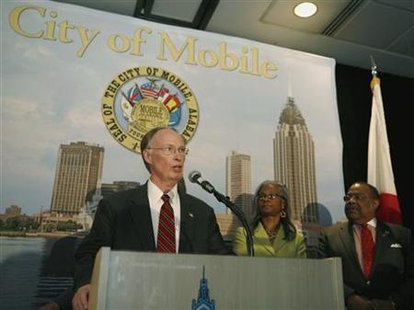 Alabama Governor Robert Bentley speaks during a news conference at the Arthur R. Outlaw Convention Center in Mobile Alabama Governor Robert Bentley speaks during a news conference at the Arthur R. Outlaw Convention Center in Mobile