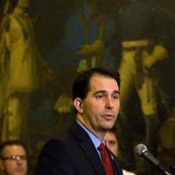 Wisconsin State Governor Scott Walker speaks after signing the ceremonial bill at the state Capitol in Madison Wisconsin State Governor Scott Walker speaks after signing the ceremonial bill at the state Capitol in Madison