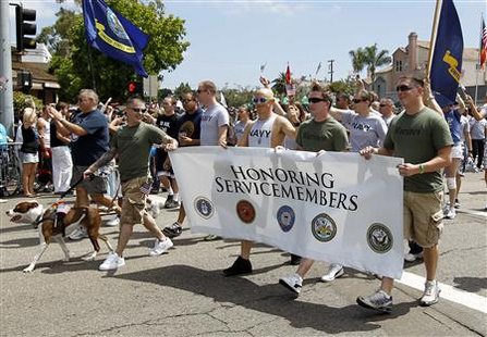 Active and non-active U.S. military personnel participate for the first time in San Diego's Gay Pride Parade in San Diego Active and non-active U.S. military personnel participate for the first time in San Diego's Gay Pride Parade in San Diego